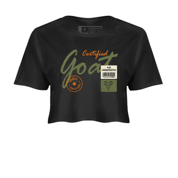 Sneaker match tees – Sneaker Tees To Match Undefeated inspired colorways Air Jordan 4 OG Olive Shoes – Certified Goat Crop T-Shirt Black 2