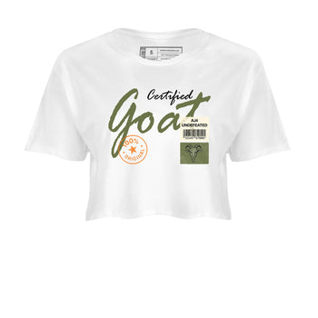 Sneaker match tees – Sneaker Tees To Match Undefeated inspired colorways Air Jordan 4 OG Olive Shoes – Certified Goat Crop T-Shirt White 2