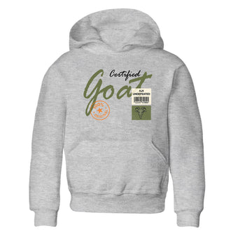 Sneaker match tees – Sneaker Tees To Match Undefeated inspired colorways Air Jordan 4 OG Olive Shoes – Certified Goat Kids T-Shirt Heather Grey 2