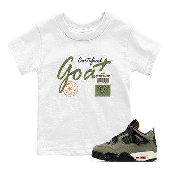 Sneaker match tees – Sneaker Tees To Match Undefeated inspired colorways Air Jordan 4 OG Olive Shoes – Certified Goat Kids T-Shirt White 1