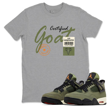 Sneaker match tees – Sneaker Tees To Match Undefeated inspired colorways Air Jordan 4 OG Olive Shoes – Certified Goat Tee Heather Grey 1