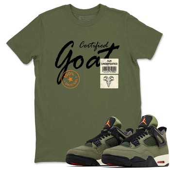 Sneaker match tees – Sneaker Tees To Match Undefeated inspired colorways Air Jordan 4 OG Olive Shoes – Certified Goat Tee Military Green 1