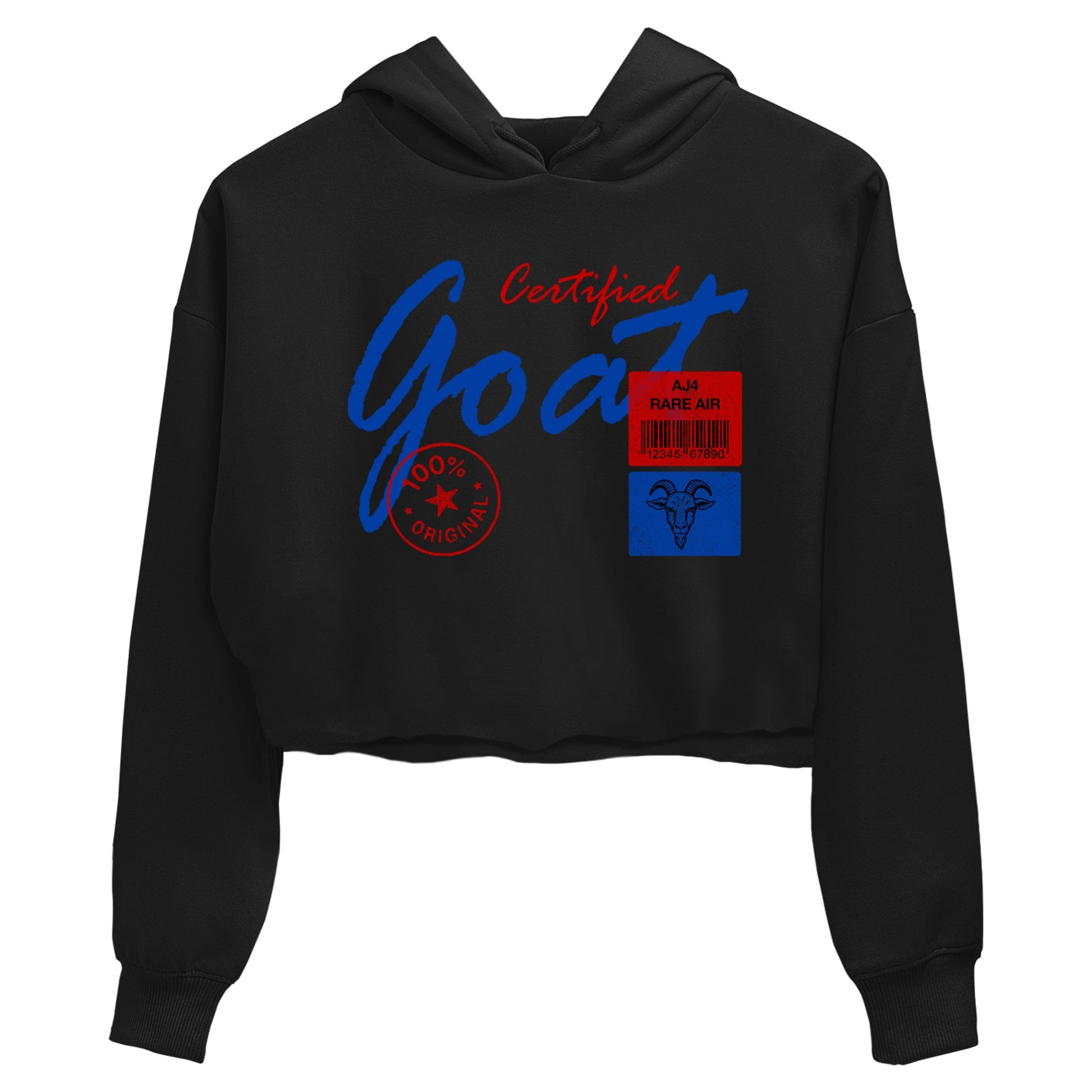 Certified Goat womens crop tee made to vibe with the Air Jordan 4 Rare Air sneakers — the perfect match in Black 2.
