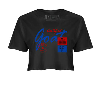 Certified Goat womens crop tee made to vibe with the Air Jordan 4 Rare Air sneakers — the perfect match in Black 2.