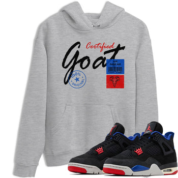 Certified Goat sneaker match t-shirt styled to complete your fit with the Air Jordan 4 Rare Air sneakers, shown in Heather Grey 1.
