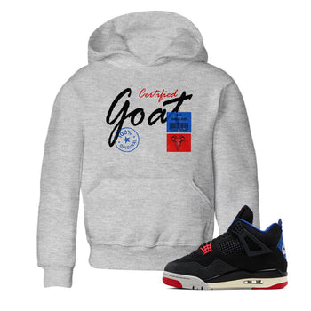 Certified Goat baby and kids t-shirt crafted for little sneakerheads to shine with the Air Jordan 4 Rare Air sneakers, displayed in Heather Grey 1.