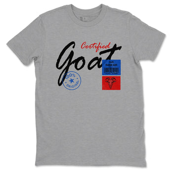 Certified Goat sneaker match t-shirt styled to complete your fit with the Air Jordan 4 Rare Air sneakers, shown in Heather Grey 2.