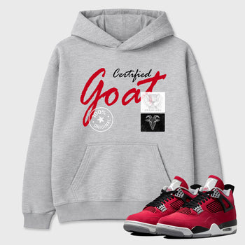 Certified Goat Graphic T-Shirt sneaker match tee designed for the Air Jordan 4 Toro Bravo, featuring coordinated color options for a perfect streetwear match. Heather Grey 1 shirt.