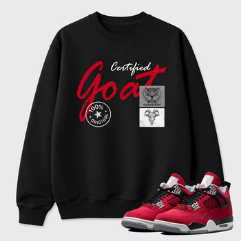 Certified Goat Graphic T-Shirt sneaker match tee designed for the Air Jordan 4 Toro Bravo, featuring coordinated color options for a perfect streetwear match. Black 1 shirt.