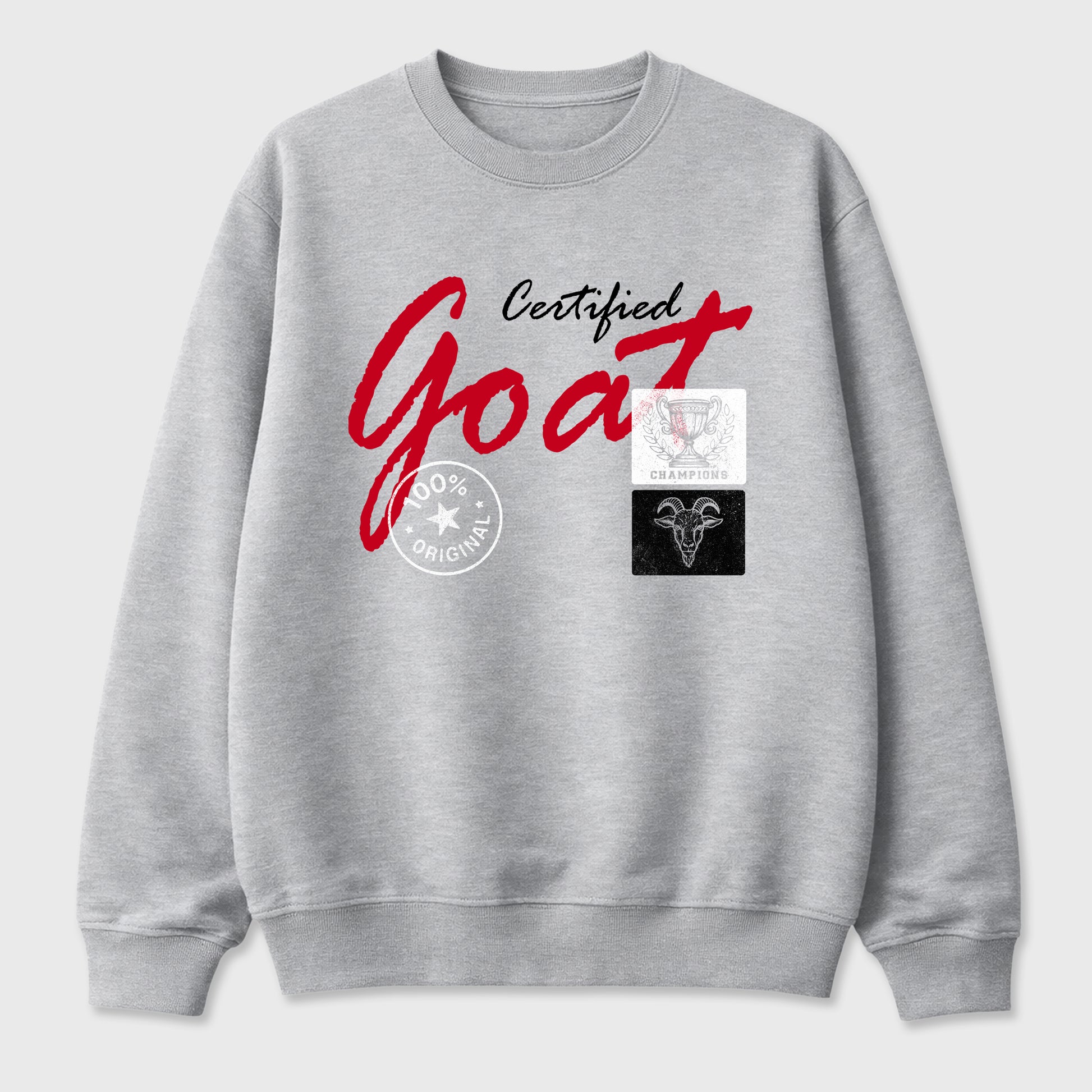 Certified Goat Graphic T-Shirt sneaker match tee designed for the Air Jordan 4 Toro Bravo, featuring coordinated color options for a perfect streetwear match. Heather Grey 2 shirt.