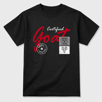 Certified Goat Graphic T-Shirt sneaker match tee designed for the Air Jordan 4 Toro Bravo, featuring coordinated color options for a perfect streetwear match. Black 2 shirt.