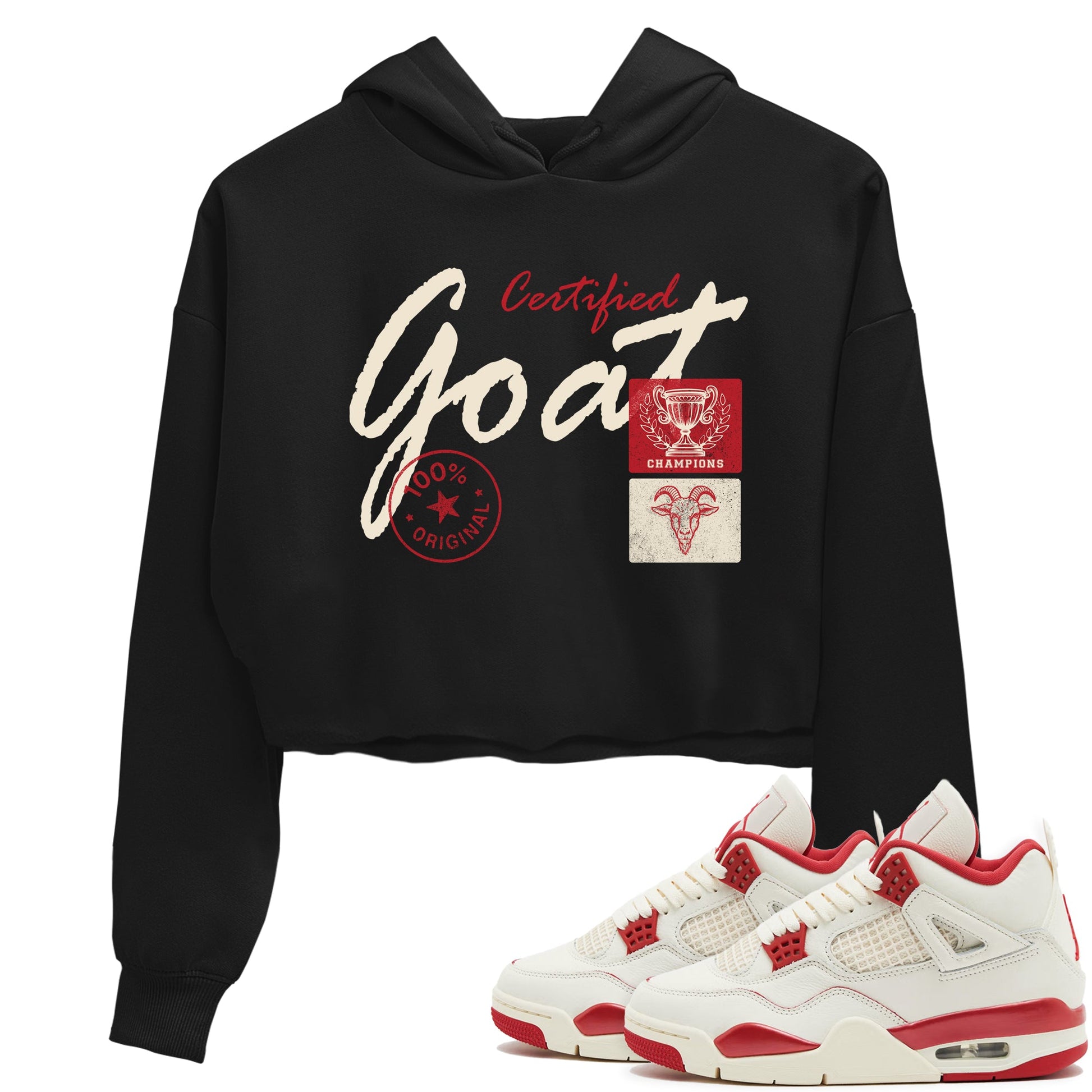 Sneaker match tees – Sneaker Tees To Match Air Jordan 4 Valentines Day Shoes – Certified Goat Crop T-Shirt Black 1