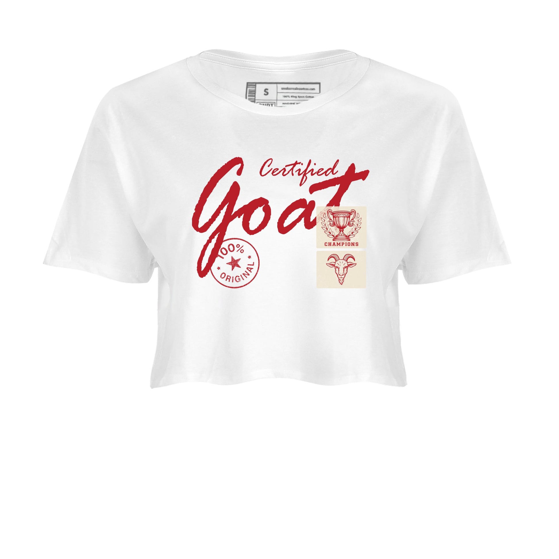 Sneaker match tees – Sneaker Tees To Match Air Jordan 4 Valentines Day Shoes – Certified Goat Crop T-Shirt White 2