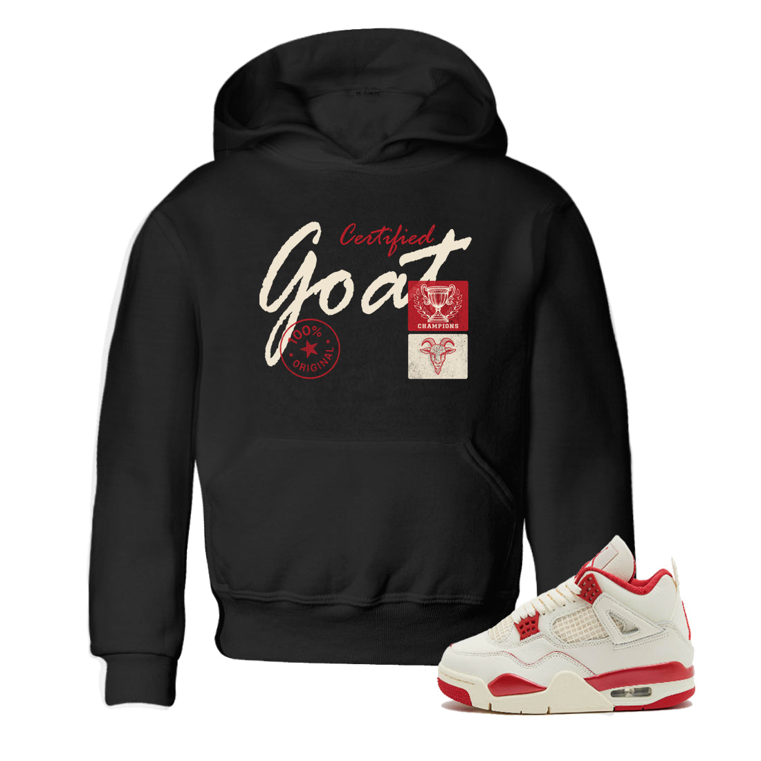Sneaker match tees – Sneaker Tees To Match Air Jordan 4 Valentines Day Shoes – Certified Goat Kids T-Shirt Black 1