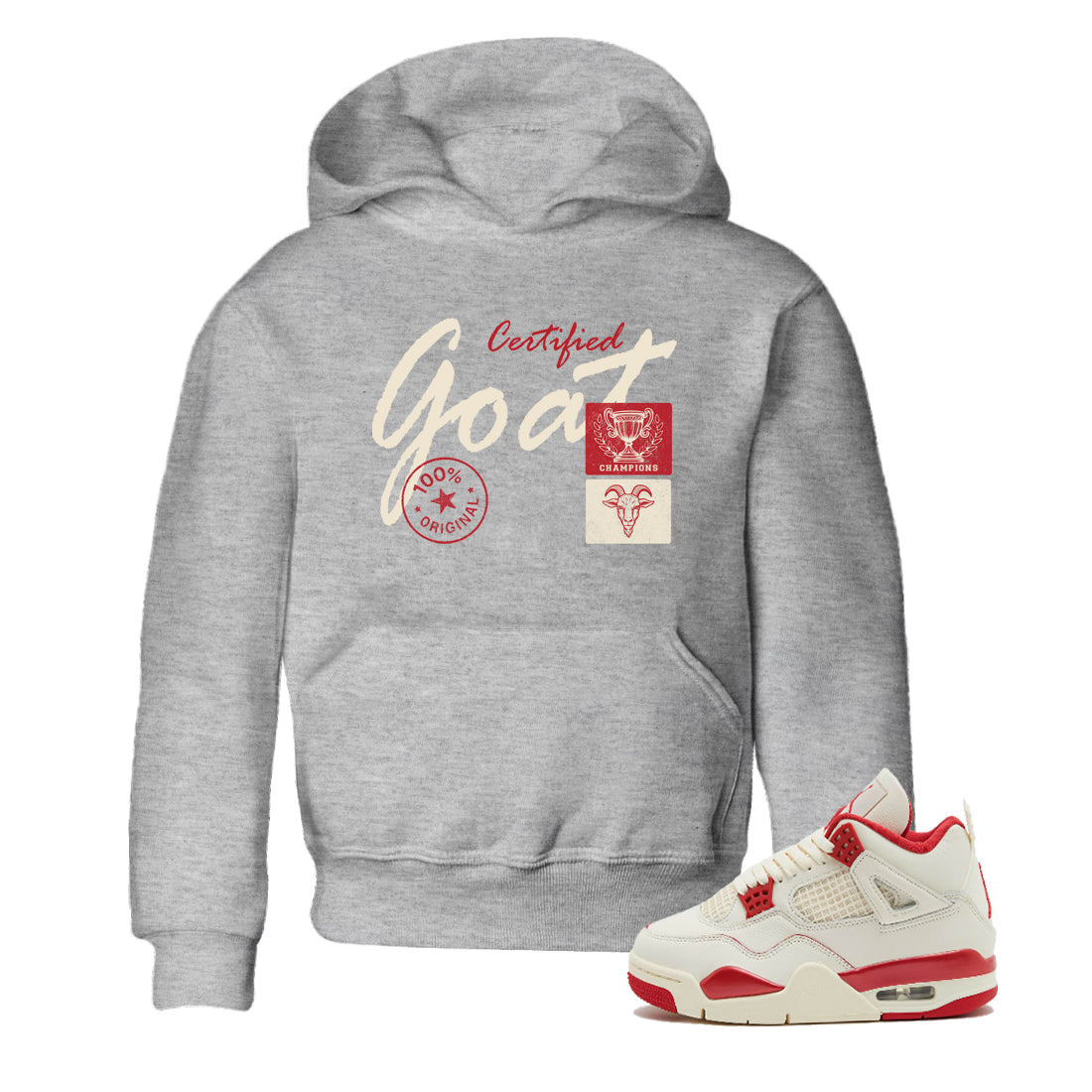 Sneaker match tees – Sneaker Tees To Match Air Jordan 4 Valentines Day Shoes – Certified Goat Kids T-Shirt Heather Grey 1