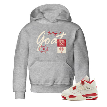 Sneaker match tees – Sneaker Tees To Match Air Jordan 4 Valentines Day Shoes – Certified Goat Kids T-Shirt Heather Grey 1