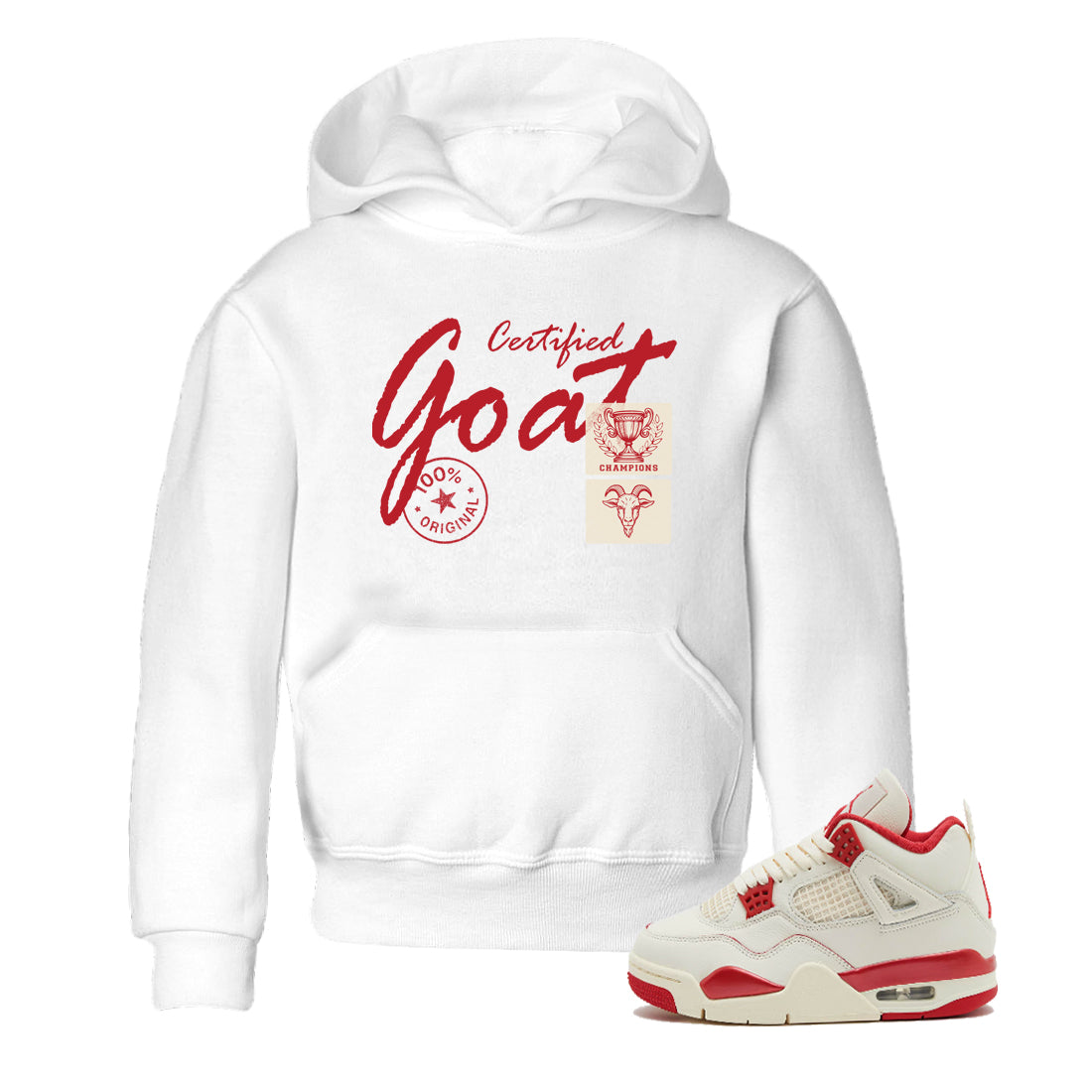 Sneaker match tees – Sneaker Tees To Match Air Jordan 4 Valentines Day Shoes – Certified Goat Kids T-Shirt White 1