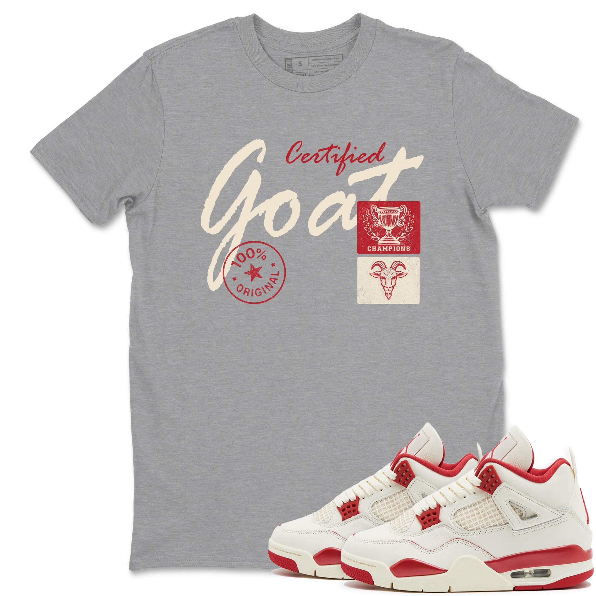 Sneaker match tees – Sneaker Tees To Match Air Jordan 4 Valentines Day Shoes – Certified Goat Tee Heather Grey 1