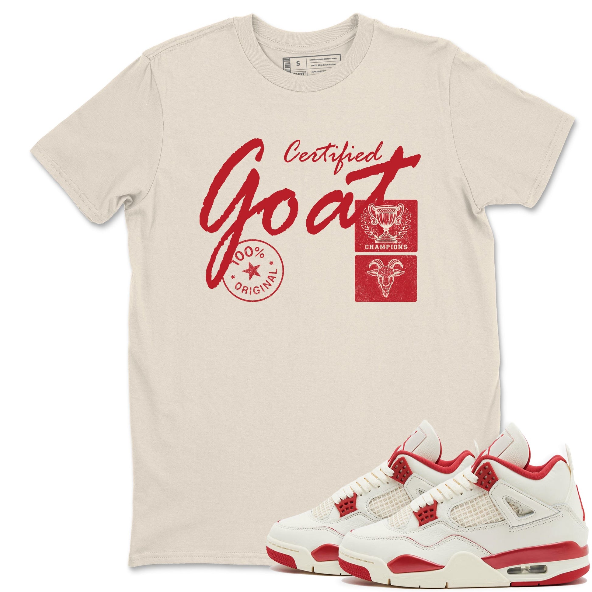Sneaker match tees – Sneaker Tees To Match Air Jordan 4 Valentines Day Shoes – Certified Goat Tee Natural 1