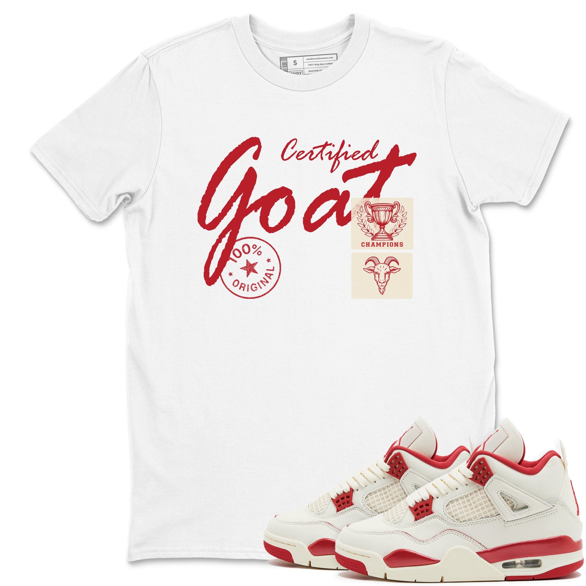 Sneaker match tees – Sneaker Tees To Match Air Jordan 4 Valentines Day Shoes – Certified Goat Tee White 1