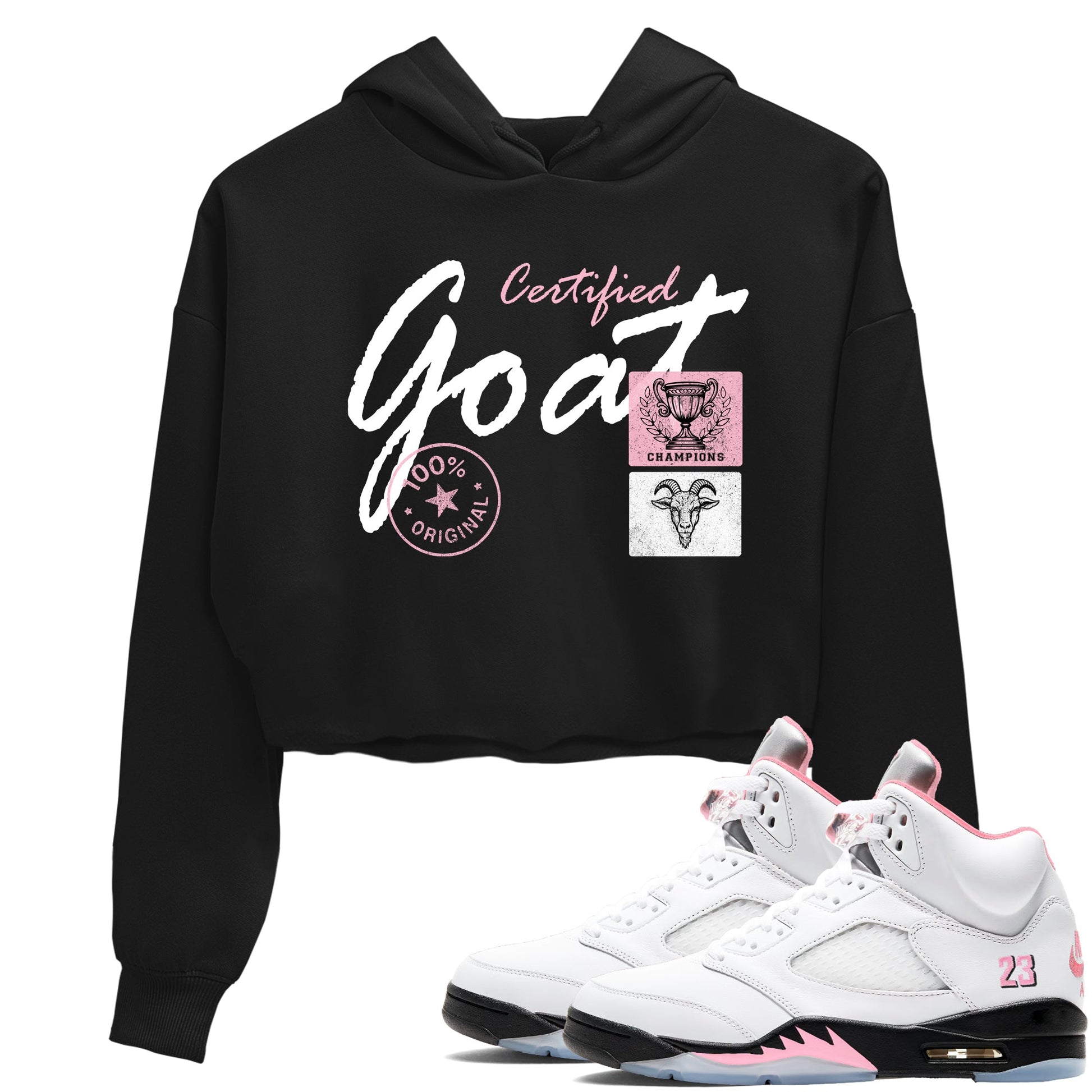 Sneaker match tees – Sneaker Tees To Match Air Jordan 5 35th Anniversary Shoes – Certified Goat Crop T-Shirt Black 1
