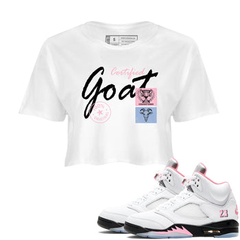 Sneaker match tees – Sneaker Tees To Match Air Jordan 5 35th Anniversary Shoes – Certified Goat Crop T-Shirt White 1