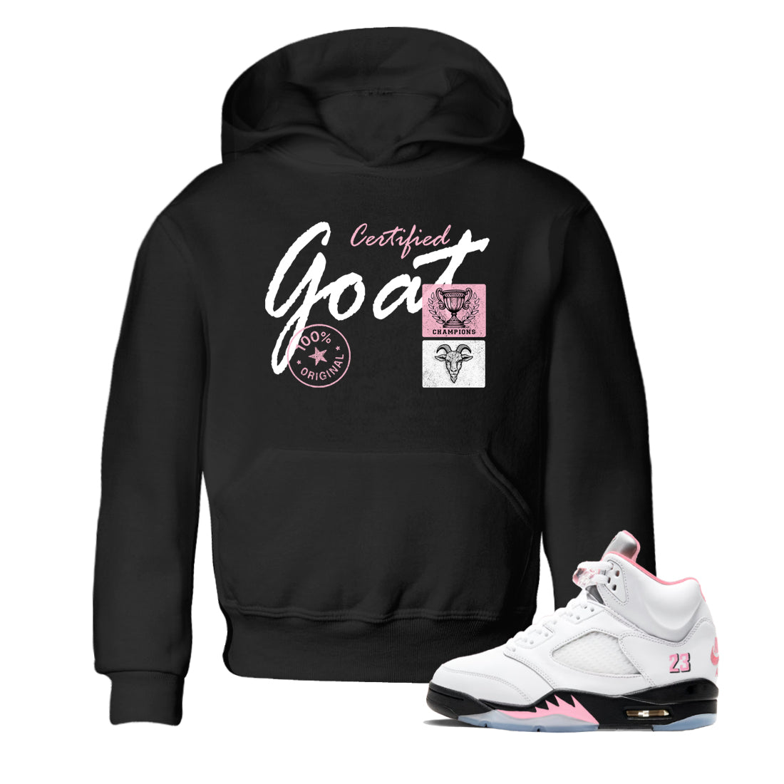Sneaker match tees – Sneaker Tees To Match Air Jordan 5 35th Anniversary Shoes – Certified Goat Kids T-Shirt Black 1