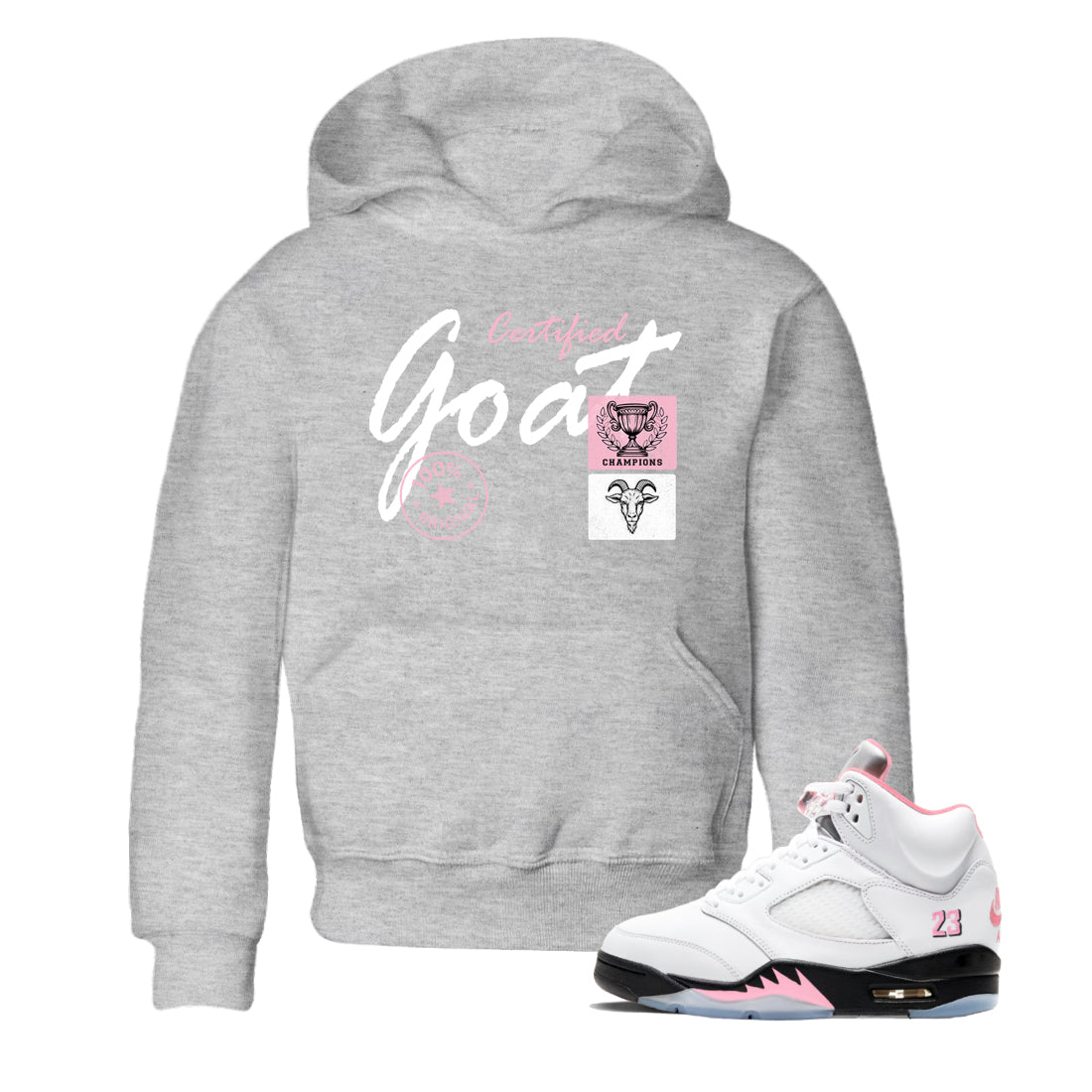 Sneaker match tees – Sneaker Tees To Match Air Jordan 5 35th Anniversary Shoes – Certified Goat Kids T-Shirt Heather Grey 1