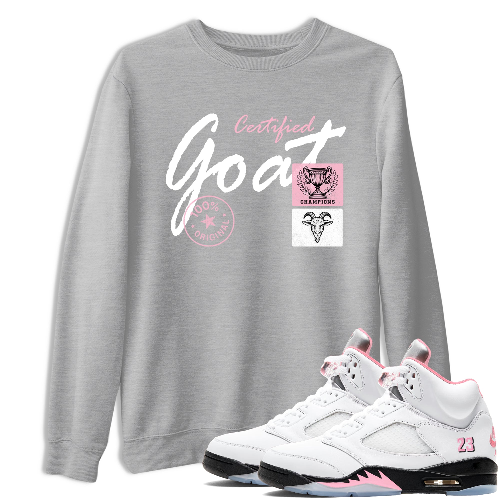 Sneaker match tees – Sneaker Tees To Match Air Jordan 5 35th Anniversary Shoes – Certified Goat Tee Heather Grey 1