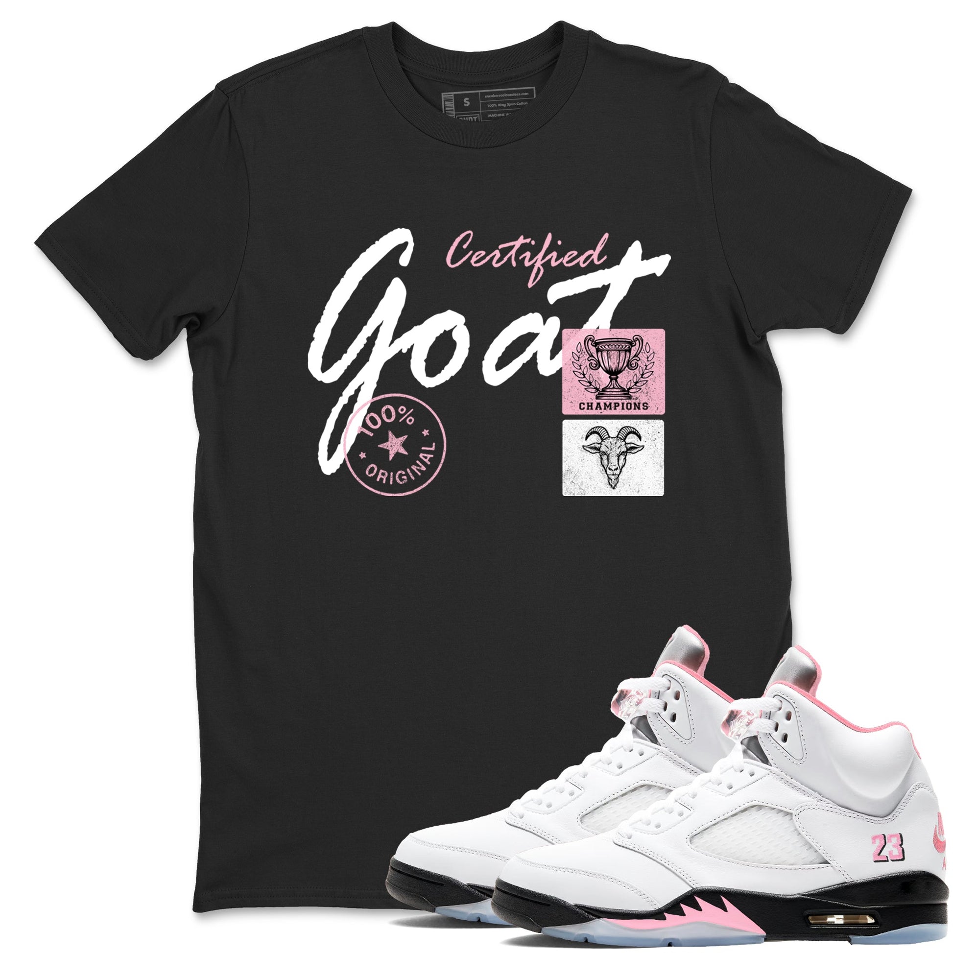 Sneaker match tees – Sneaker Tees To Match Air Jordan 5 35th Anniversary Shoes – Certified Goat Tee Black 1