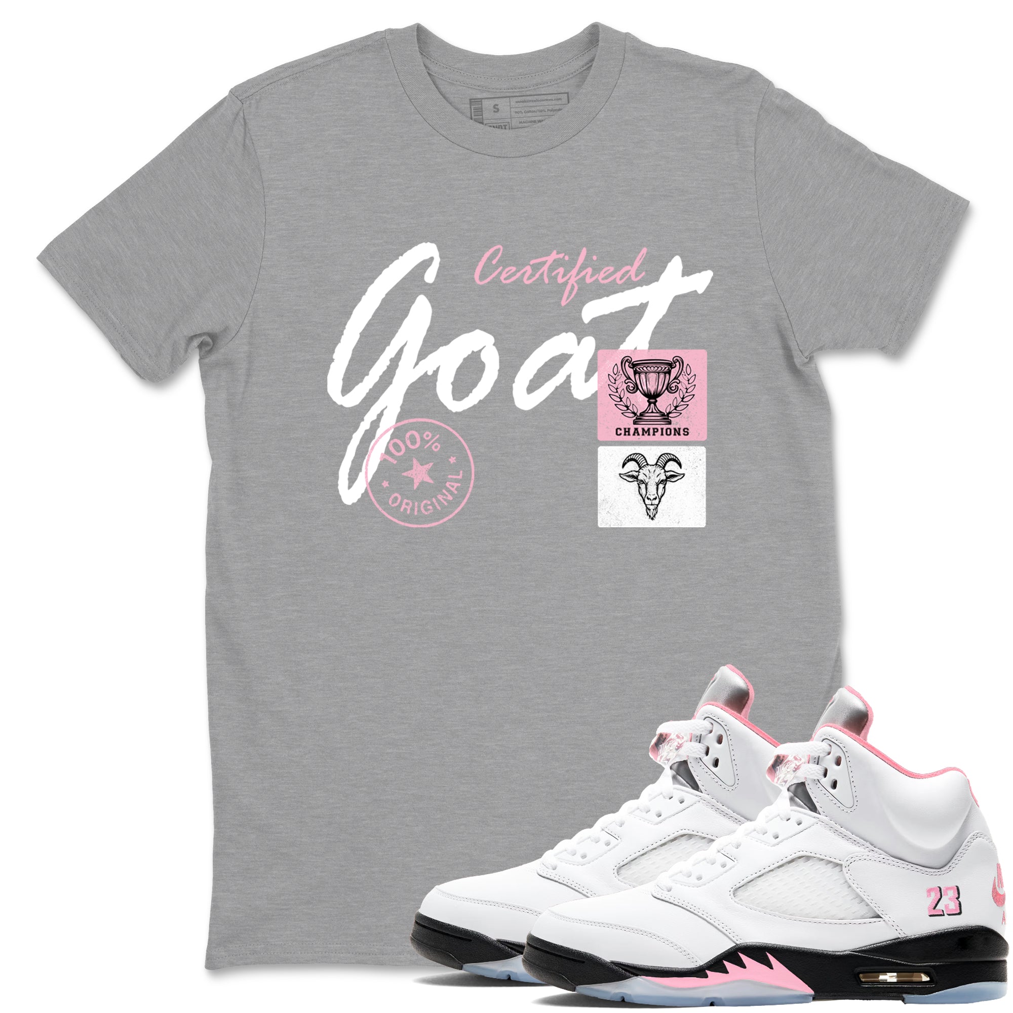 Sneaker match tees – Sneaker Tees To Match Air Jordan 5 35th Anniversary Shoes – Certified Goat Tee Heather Grey 1