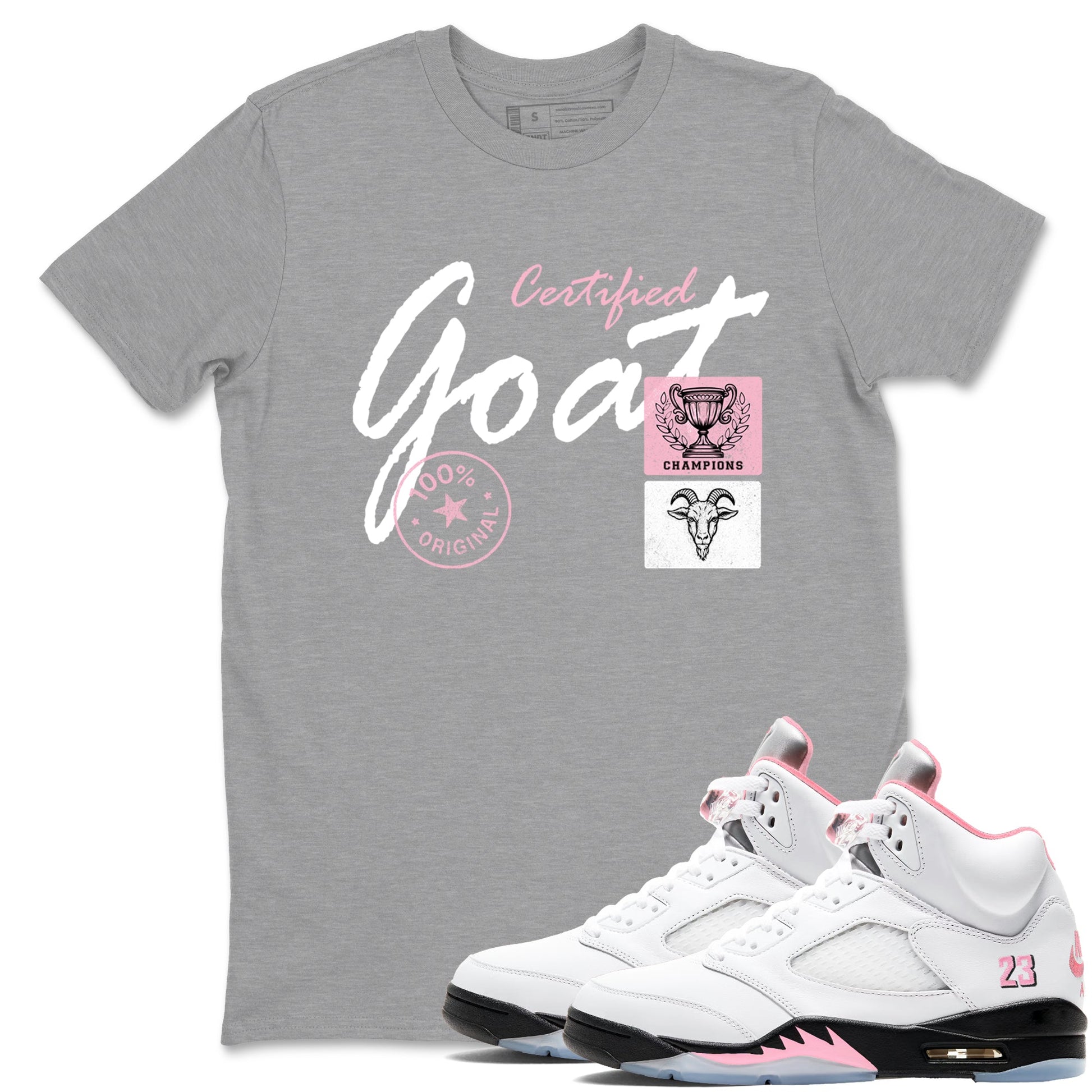 Sneaker match tees – Sneaker Tees To Match Air Jordan 5 35th Anniversary Shoes – Certified Goat Tee Heather Grey 1