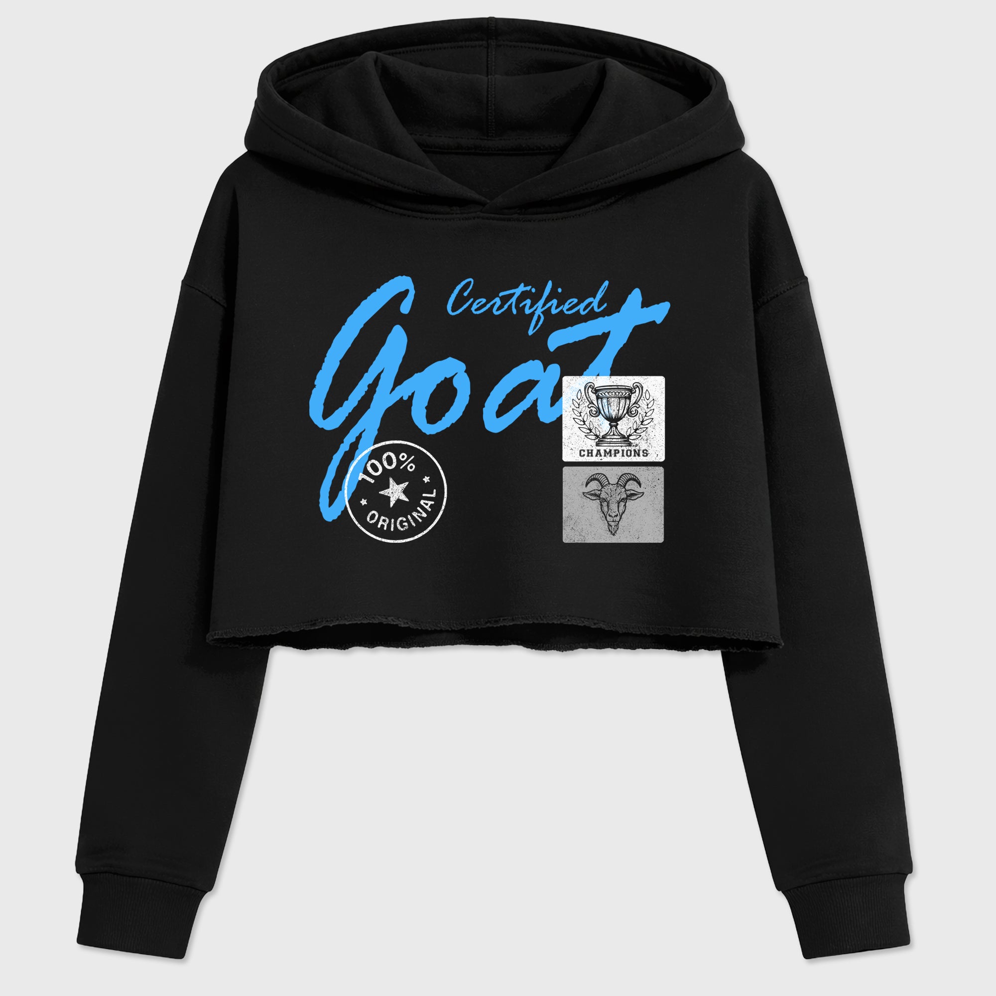 Certified Goat women’s crop tee designed to match the Air Jordan 5 Black Carolina, featuring coordinated Black 2 options for a perfect streetwear vibe.