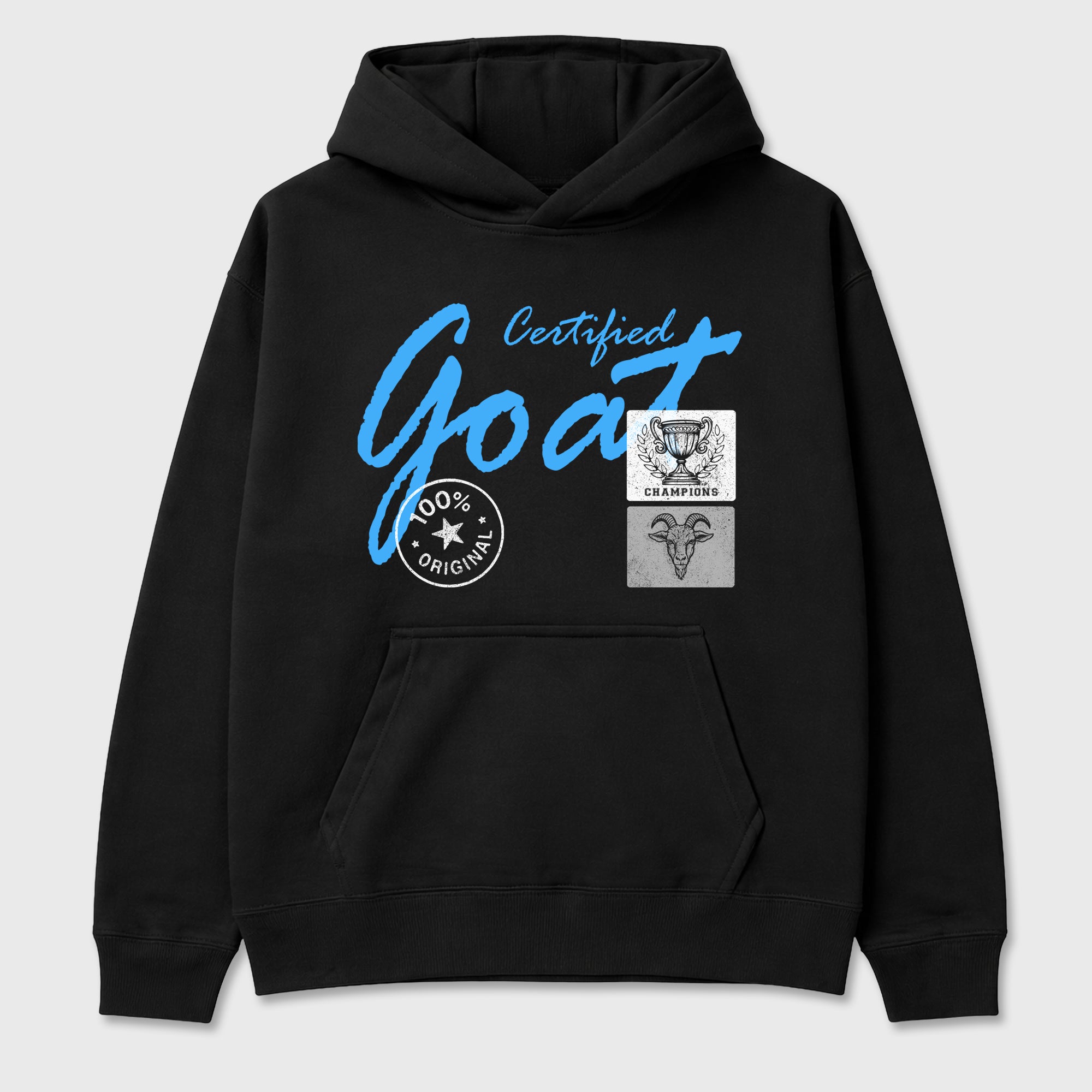 Certified Goat Graphic T-Shirt sneaker match tee designed for the Air Jordan 5 Black Carolina, featuring coordinated color options for a perfect streetwear match. Black 2 shirt.