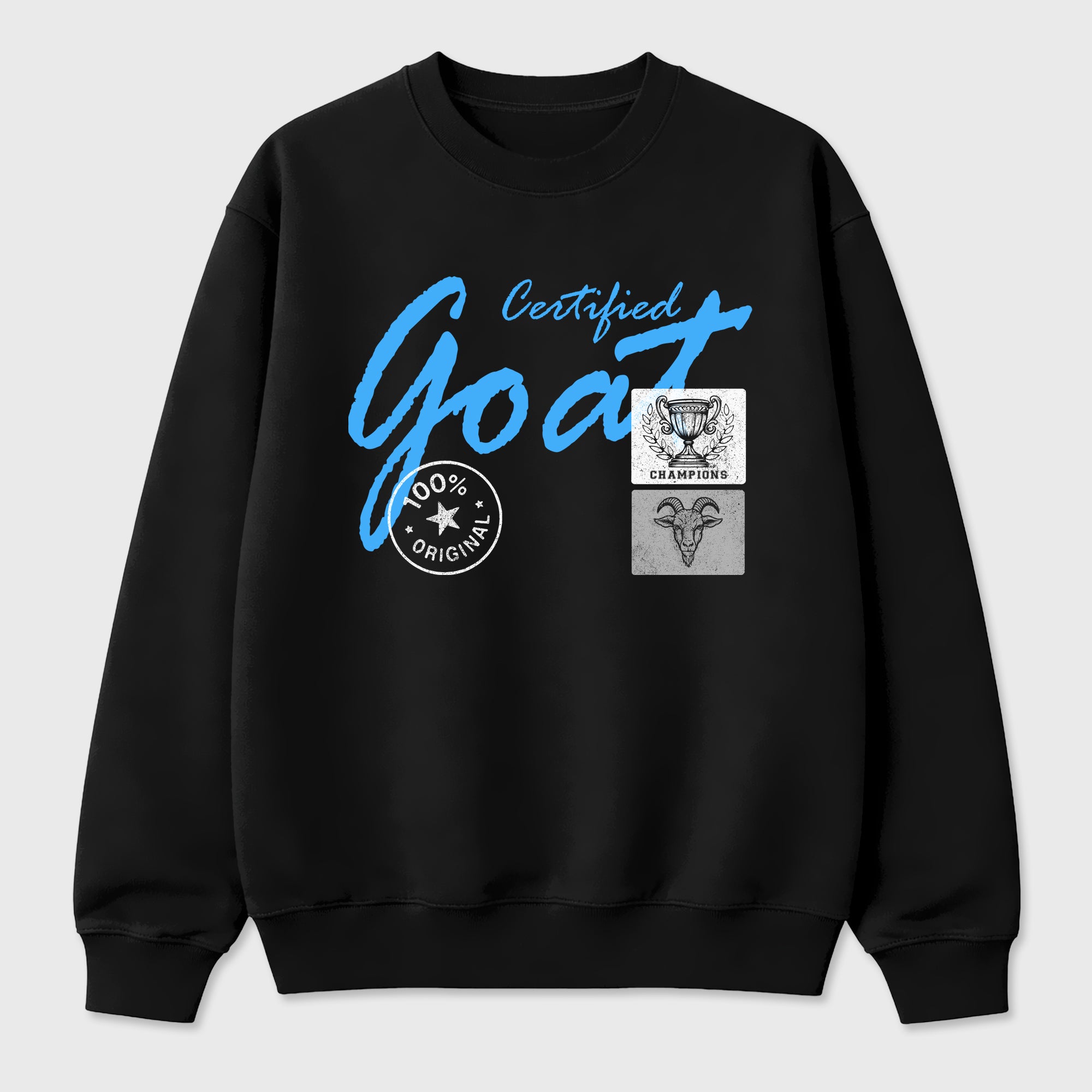 Certified Goat Graphic T-Shirt sneaker match tee designed for the Air Jordan 5 Black Carolina, featuring coordinated color options for a perfect streetwear match. Black 2 shirt.