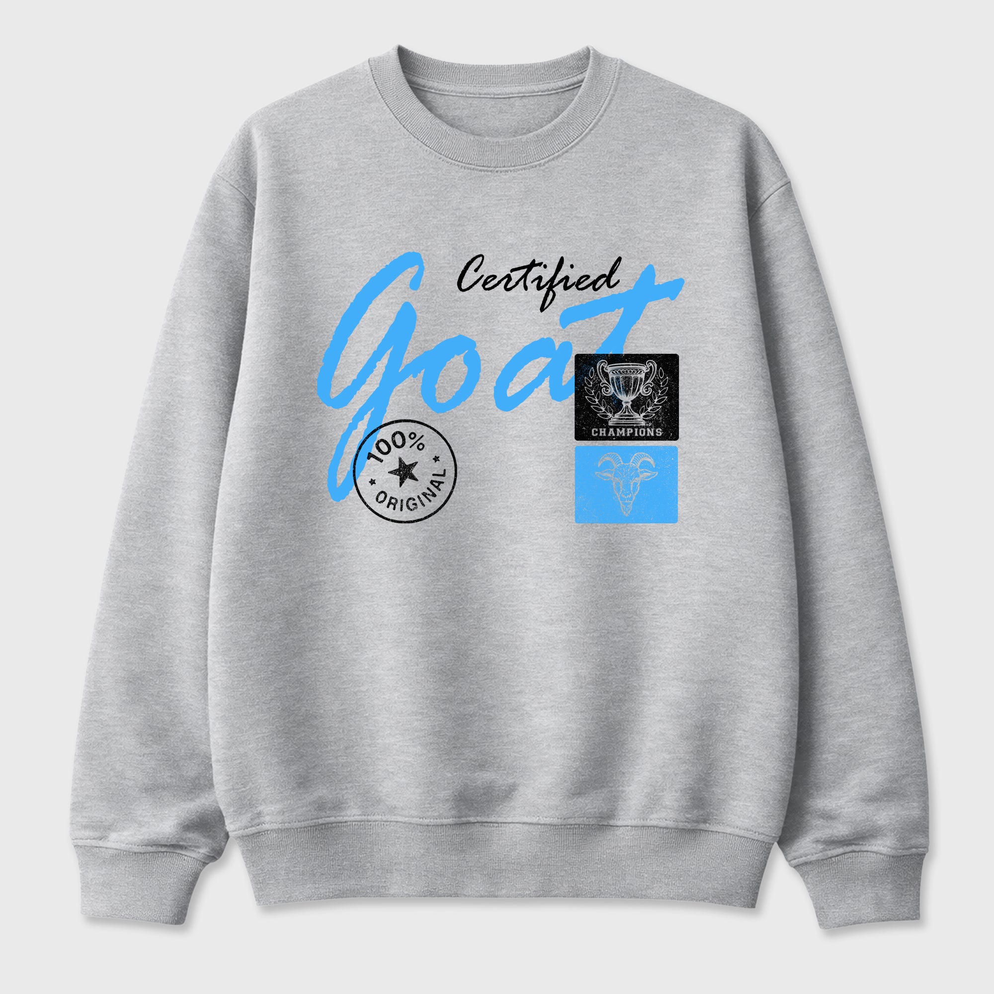 Certified Goat Graphic T-Shirt sneaker match tee designed for the Air Jordan 5 Black Carolina, featuring coordinated color options for a perfect streetwear match. Heather Grey 2 shirt.