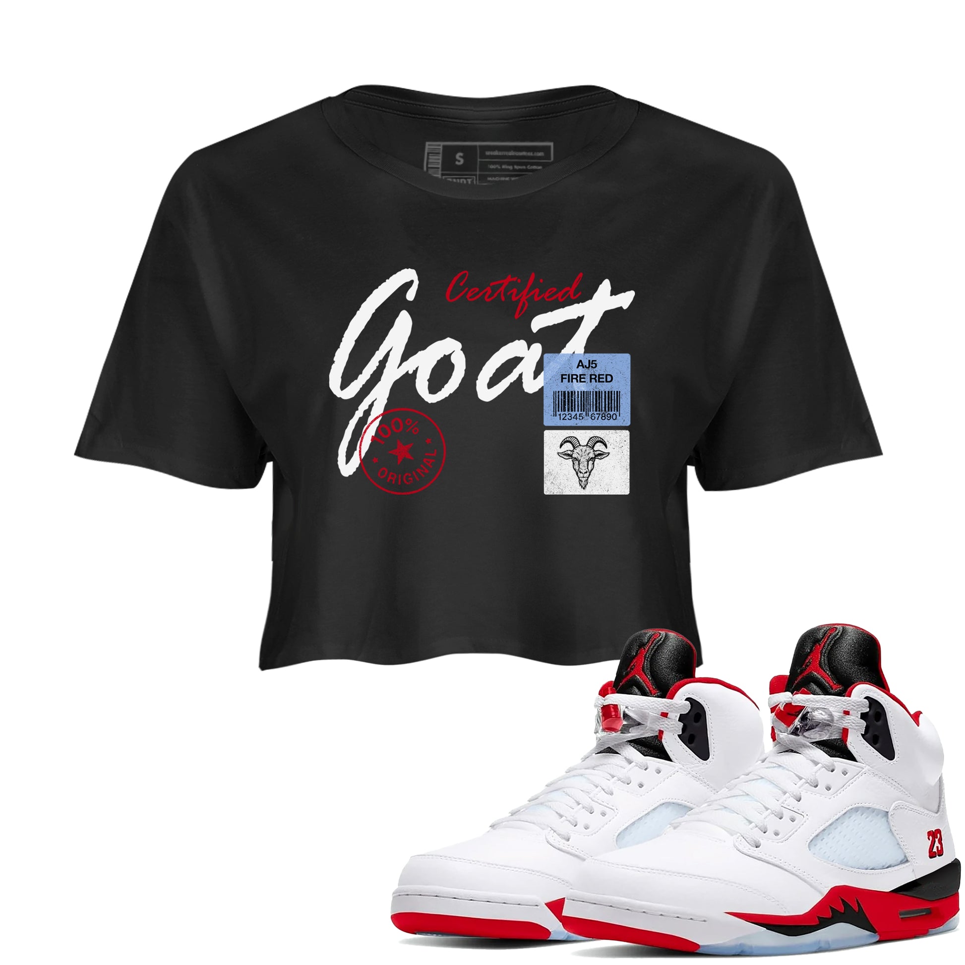 Certified Goat SNRT Sneaker Women's Top - Air Jordan 5 Fire Red - SNRT Sneaker T-shirts