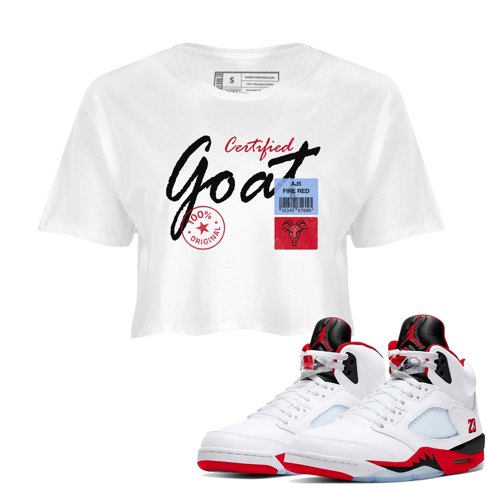 Certified Goat SNRT Sneaker Women's Top - Air Jordan 5 Fire Red - SNRT Sneaker T-shirts