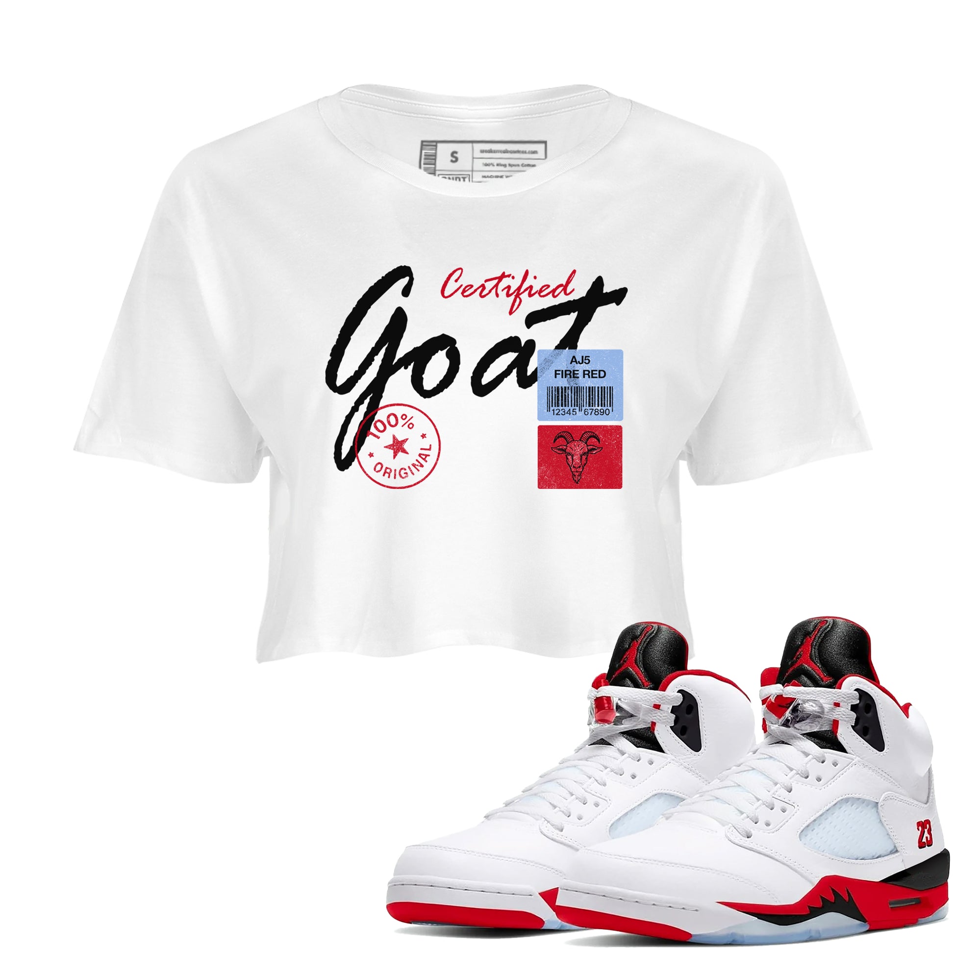 Certified Goat SNRT Sneaker Women's Top - Air Jordan 5 Fire Red - SNRT Sneaker T-shirts