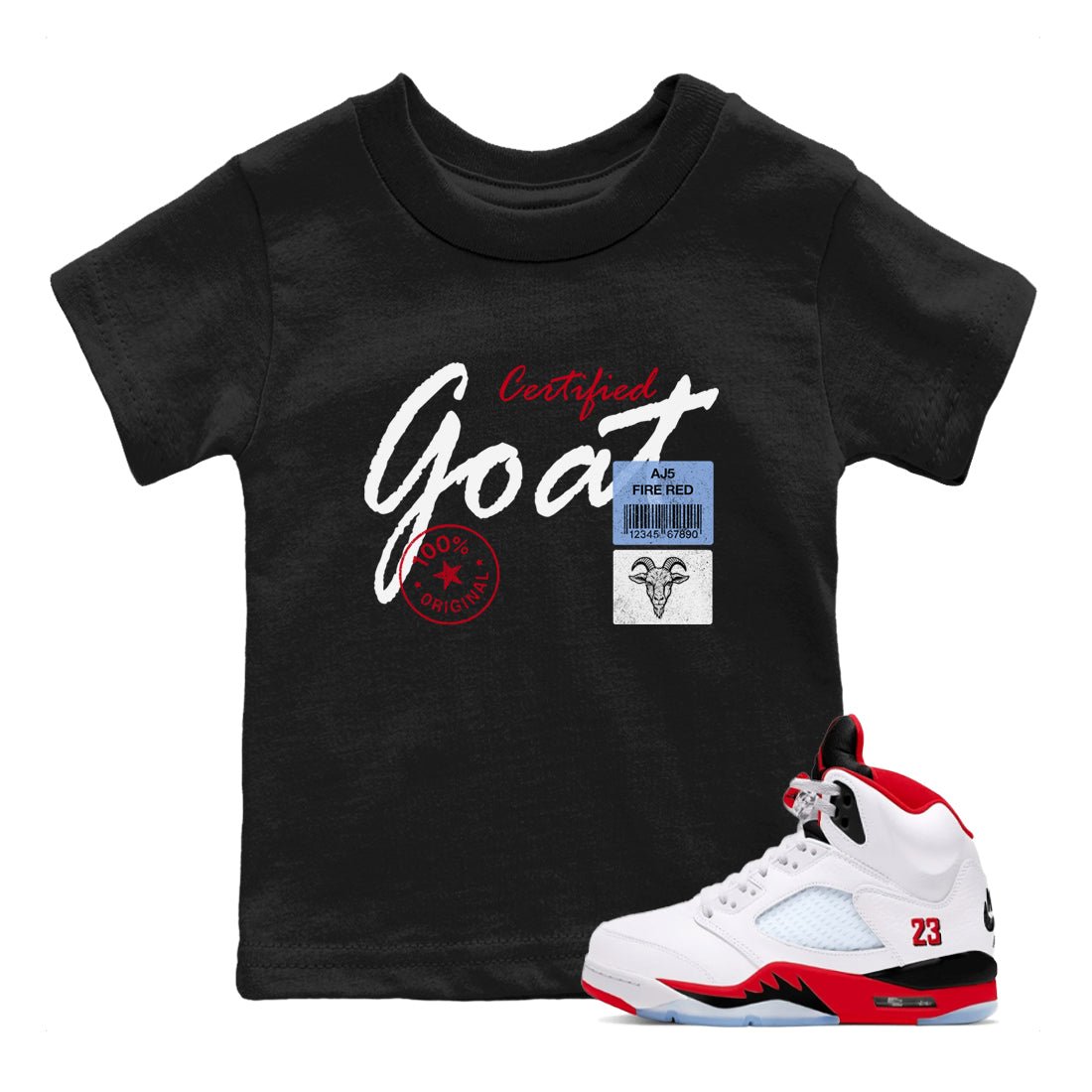 Certified Goat SNRT Sneaker Tees Kids - Air Jordan 5 Fire Red - SNRT Sneaker T-shirts
