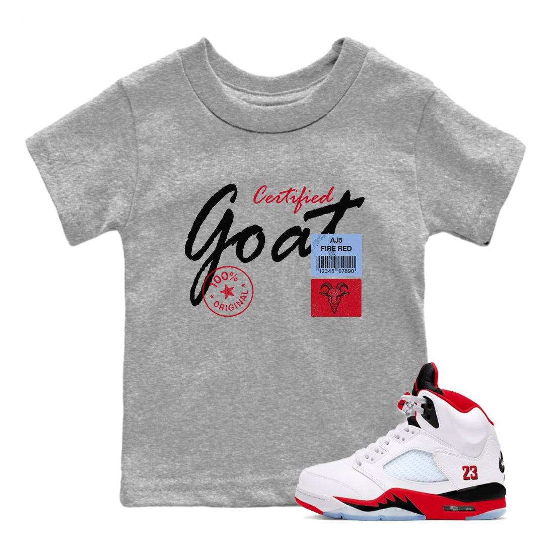 Certified Goat SNRT Sneaker Tees Kids - Air Jordan 5 Fire Red - SNRT Sneaker T-shirts