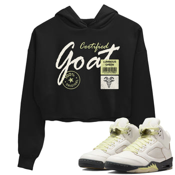 Sneaker match tees – Streetwear Graphic Tees Air Jordan 5 Luminous Green Sneakers – Certified Goat Graphic Crop T-Shirt Black 1