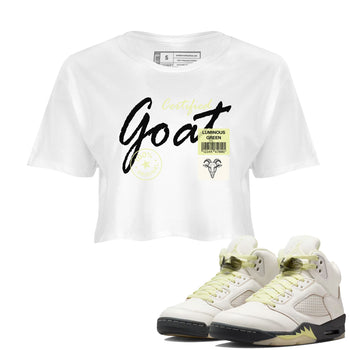 Sneaker match tees – Streetwear Graphic Tees Air Jordan 5 Luminous Green Sneakers – Certified Goat Graphic Crop T-Shirt White 1