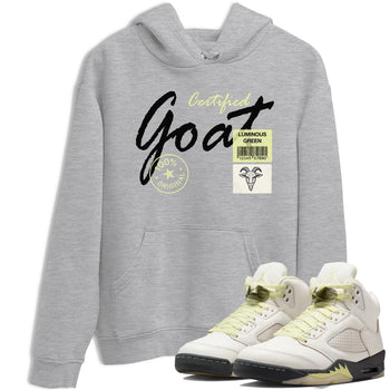 Sneaker match tees – Streetwear Graphic Tees Air Jordan 5 Luminous Green Sneakers – Certified Goat Graphic Tee Heather Grey 1