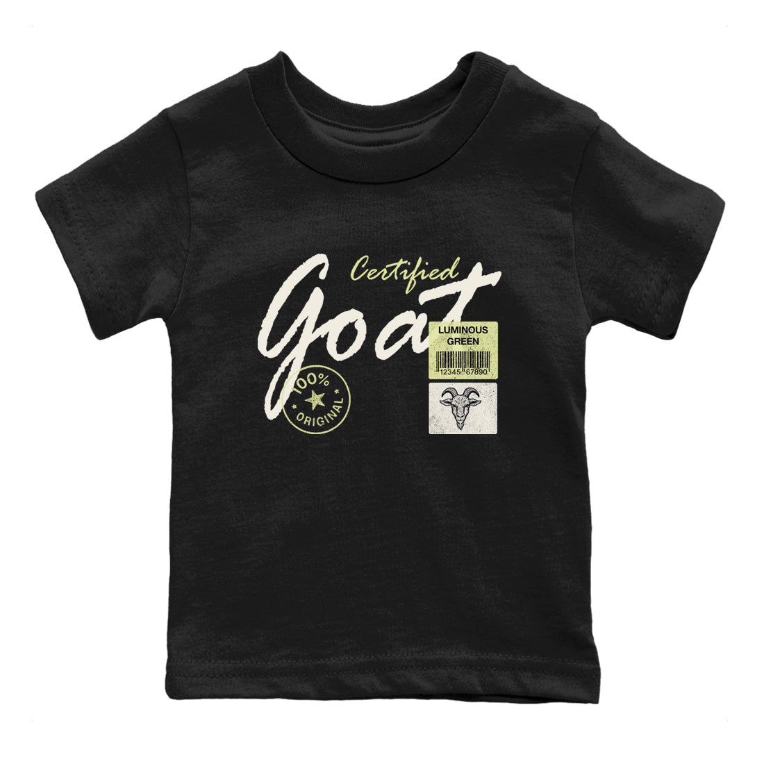 Sneaker match tees – Streetwear Graphic Tees Air Jordan 5 Luminous Green Sneakers – Certified Goat Kids Craphic T-Shirt Black 2