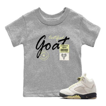 Sneaker match tees – Streetwear Graphic Tees Air Jordan 5 Luminous Green Sneakers – Certified Goat Kids Craphic T-Shirt Heather Grey 1