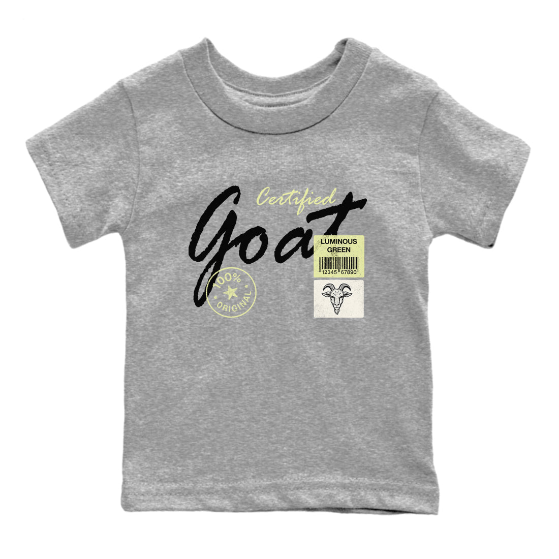 Sneaker match tees – Streetwear Graphic Tees Air Jordan 5 Luminous Green Sneakers – Certified Goat Kids Craphic T-Shirt Heather Grey 2