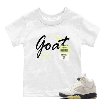 Sneaker match tees – Streetwear Graphic Tees Air Jordan 5 Luminous Green Sneakers – Certified Goat Kids Craphic T-Shirt White 1
