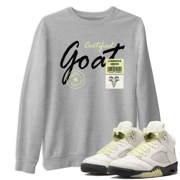 Sneaker match tees – Streetwear Graphic Tees Air Jordan 5 Luminous Green Sneakers – Certified Goat Graphic Tee Heather Grey 1