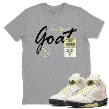 Sneaker match tees – Streetwear Graphic Tees Air Jordan 5 Luminous Green Sneakers – Certified Goat Graphic Tee Heather Grey 1